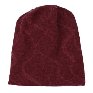 New Winter Fleece Hat Men Cotton Skullies Beanies Cap Fashion Male Knitted Beanie Geometric Print Hats Boys Knit Thick Warm Caps