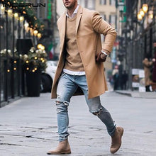 Load image into Gallery viewer, Fashion Winter Men&#39;s Trench Long Jackets Coats Overcoat Classic Jackets Solid Slim Fit Outwear Hombre Men Clothes Khaki Black