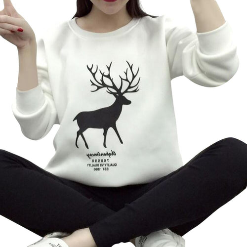 Women Long Sleeve Christmas Print Deer Casual Sweatshirt Pullover Tops Blouse